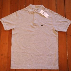 Ash grey Lacoste pique collared shirt